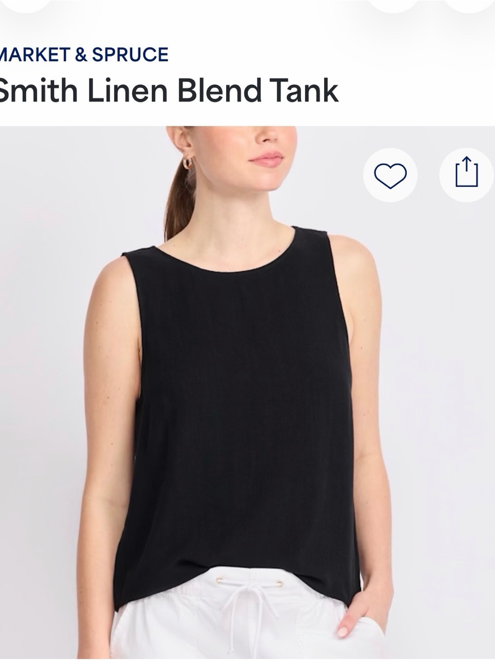 Market & Spruce Black Smith Linen-Blend Sleeveless Tank